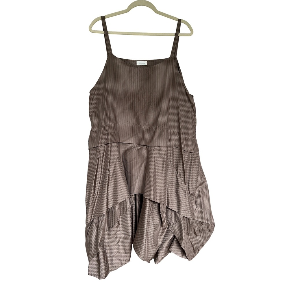 Krista Larson Brown‎ Silk Dress Striped Sleeveless One Size Ruffled Tiered Fall